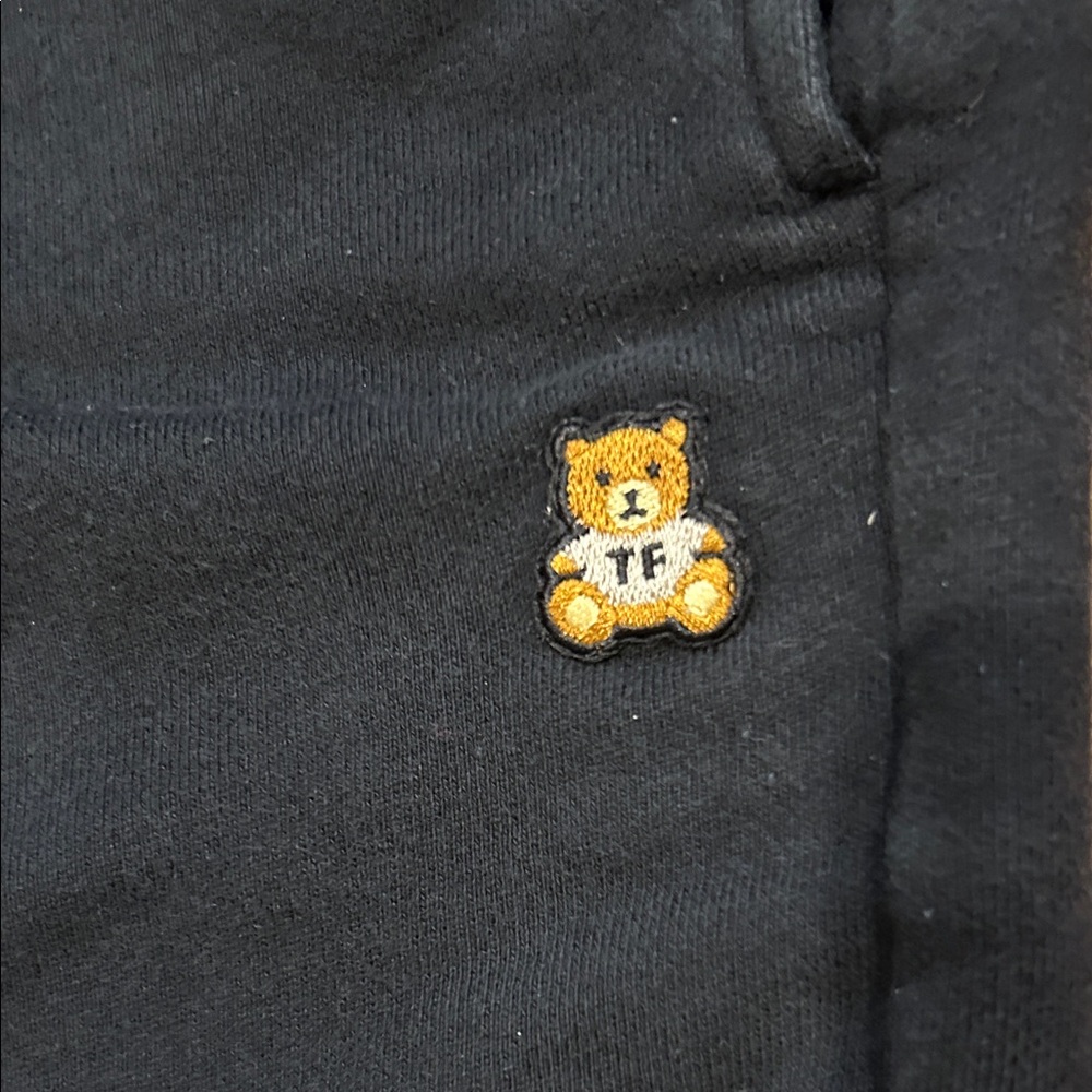 Teddy Fresh Black Sweatpants with Bear Patch